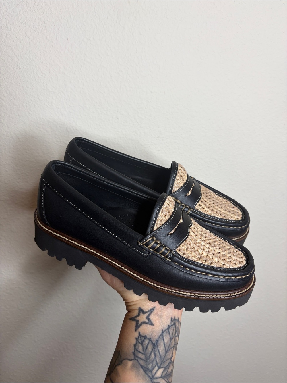 G.H. Bass | Whitney Raffia Super Lug Loafers Size 7 NWOB - Picture 2 of 7